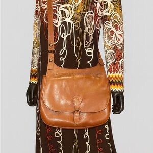 Patricia Nash Tan London Leather Saddle Bag